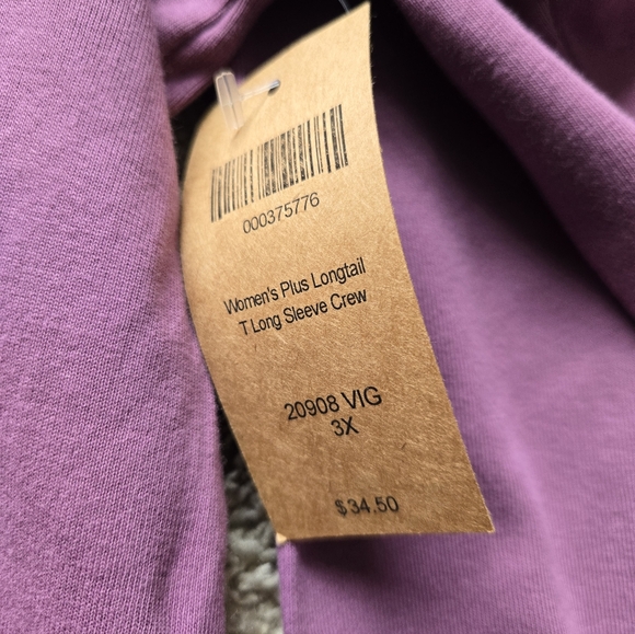 Duluth Trading Co Long Sleeve Tee Womens 3X Purple Cotton Crew Neck - Picture 6 of 10